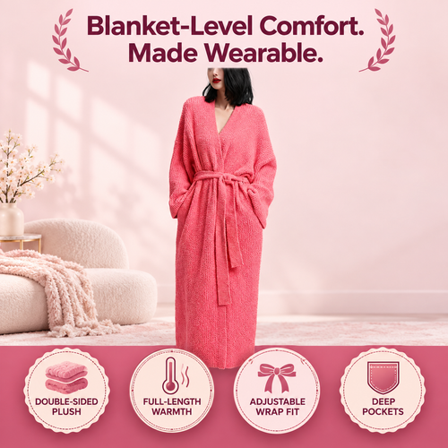 Velora™ - Double-Sided Plush Wrap Robe
