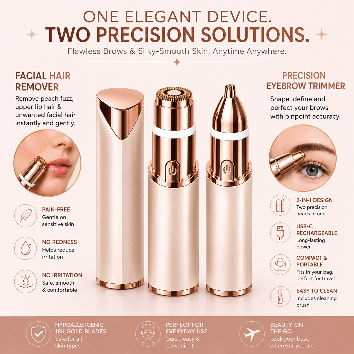 GlowTrim – 2-in-1 Eyebrow & Facial Hair Trimmer