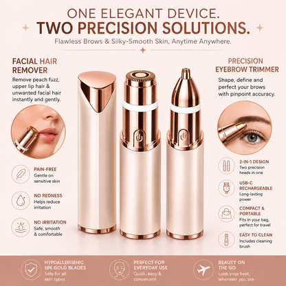 GlowTrim – 2-in-1 Eyebrow & Facial Hair Trimmer