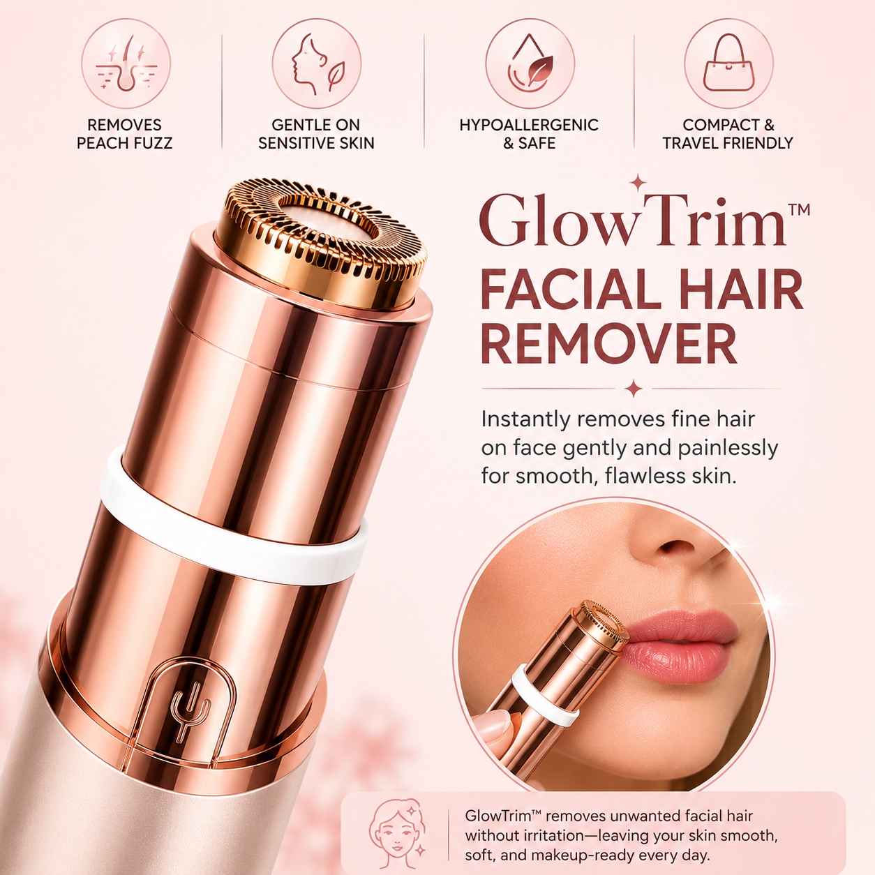 GlowTrim – 2-in-1 Eyebrow & Facial Hair Trimmer