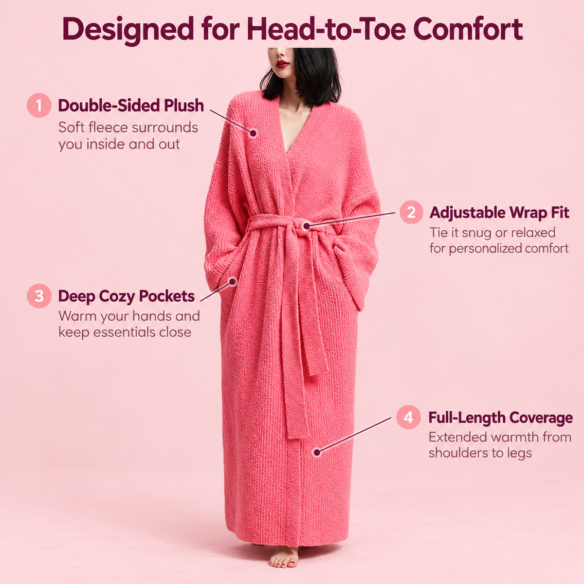 Velora™ - Double-Sided Plush Wrap Robe