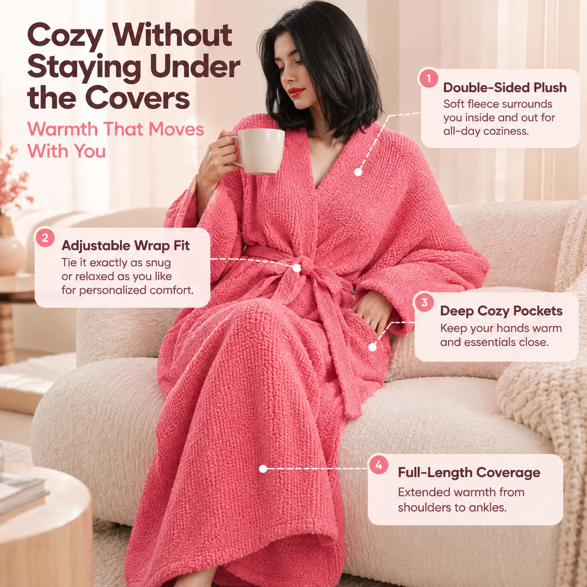 Velora™ - Double-Sided Plush Wrap Robe
