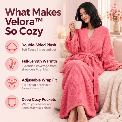 Velora™ - Double-Sided Plush Wrap Robe