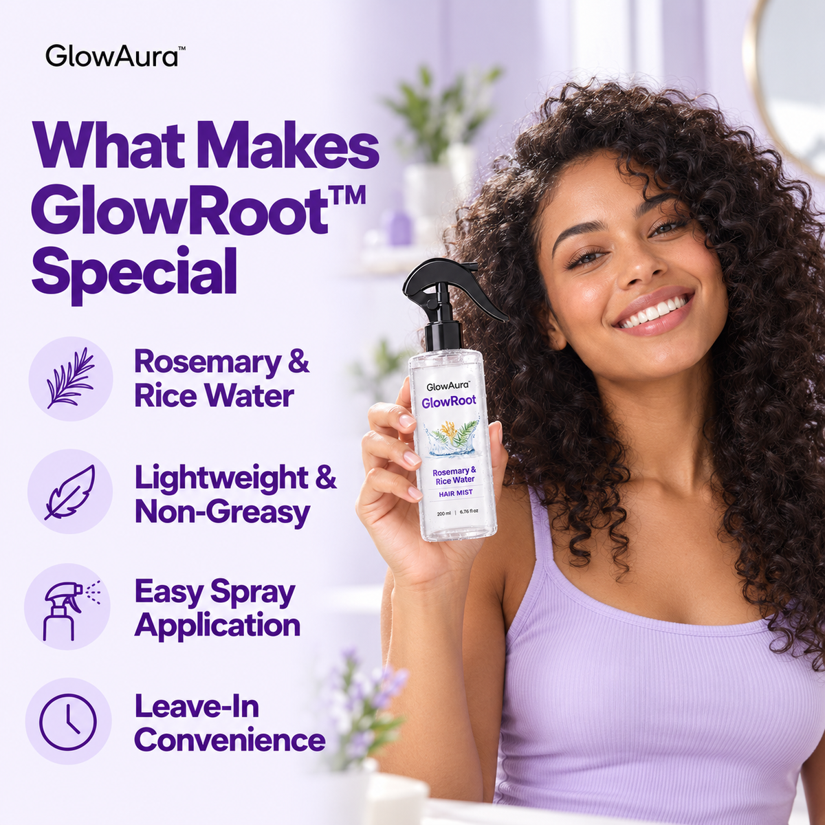 GlowRoot™ - Rosemary & Rice Water Hair Mist