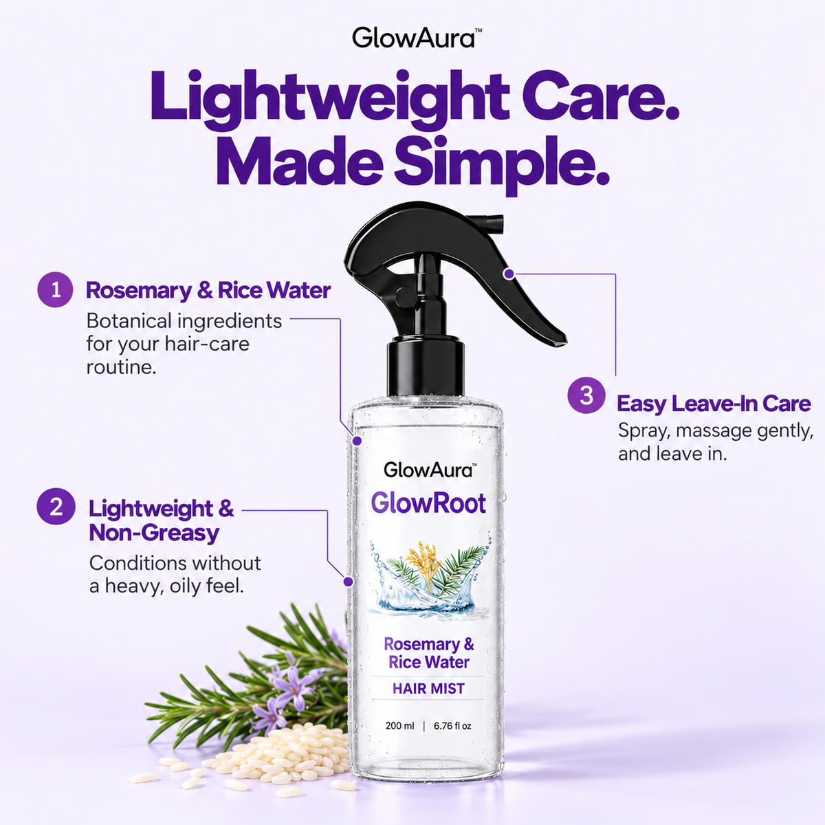 GlowRoot™ - Rosemary & Rice Water Hair Mist