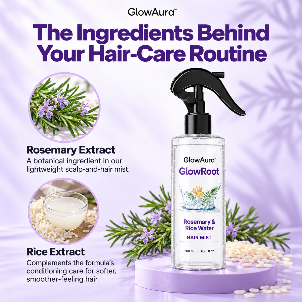 GlowRoot™ - Rosemary & Rice Water Hair Mist